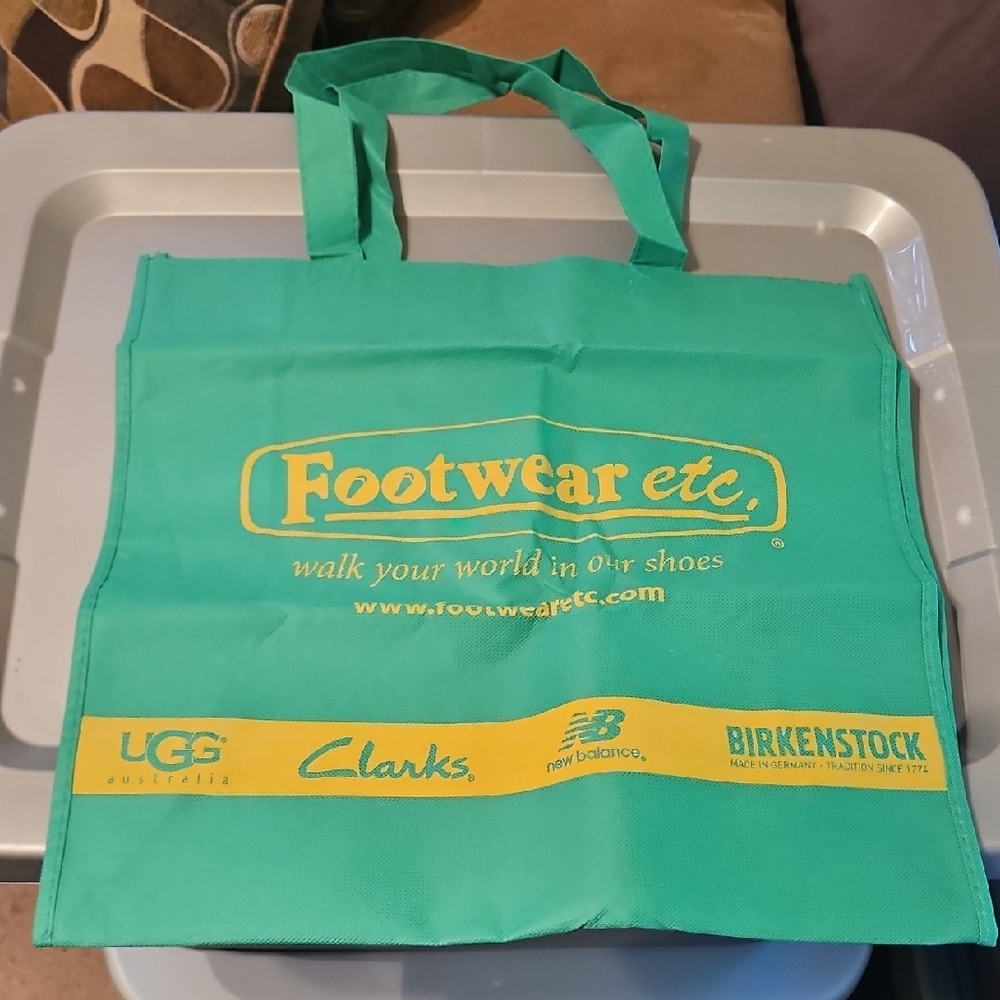 Clarks Green and Yellow Footwear Etc. Reusable Tote Bag